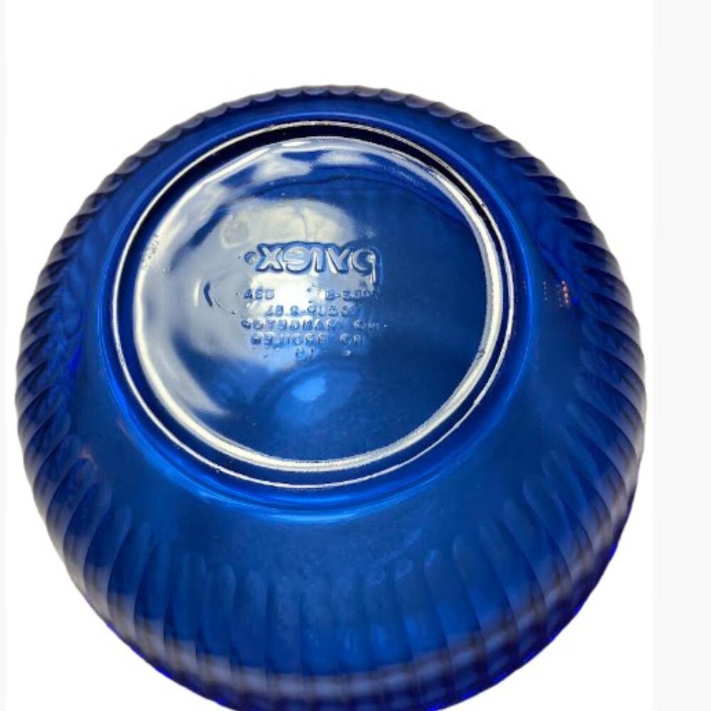 Pyrex Fluted Glass Nesting Mixing Bowls in Cobalt Vintage EUC Like New - Picture 9 of 11